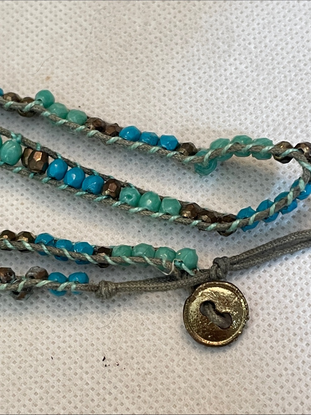 Turquoise Beaded Wrap Necklace - Women Jewelry 10” drop button closure handmade